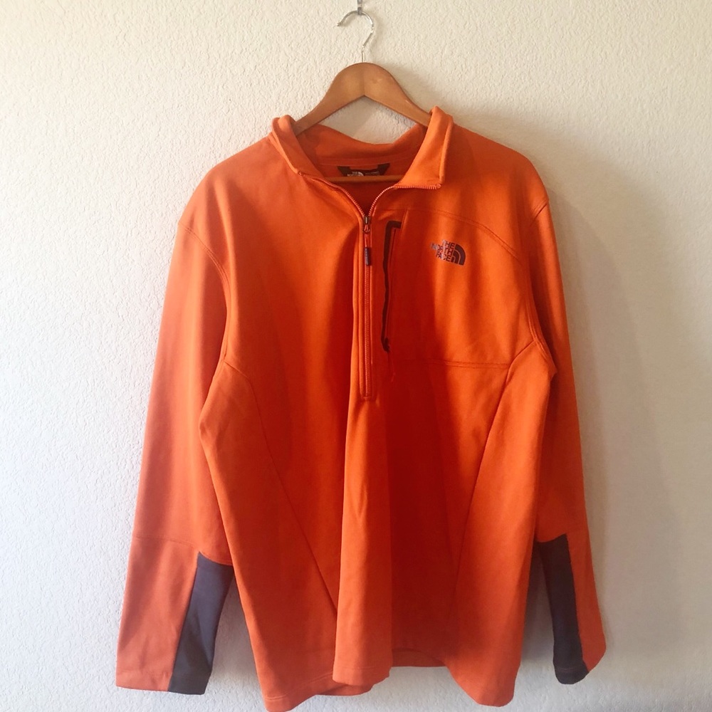 North Face Orange Half Zip Pullover
